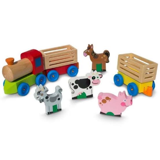 TREN DE MADERA - ANIMALES DE LA GRANJA