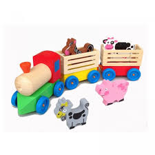 TREN DE MADERA - ANIMALES DE LA  GRANJA